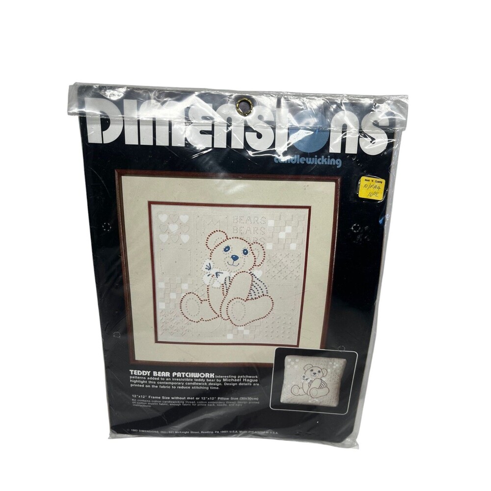 Dimensions Candlewicking Teddy Bear Patchwork Kit 4112 - 12" x 12" Michael Hague
